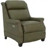 Warrendale Power Recliner with Power Headrest in Oasis Olive Green Top-Grain Leather